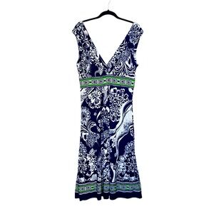 Glamour‎ Dress Womens 12 Blue White Floral Print Sleeveless V Neck Boho Summer